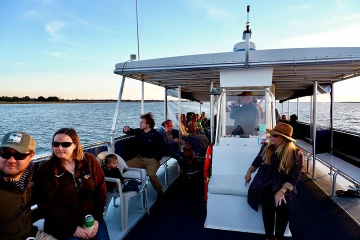Charleston harbor cruise at dusk on a haunted ghost cruise from Charleston, South Carolina