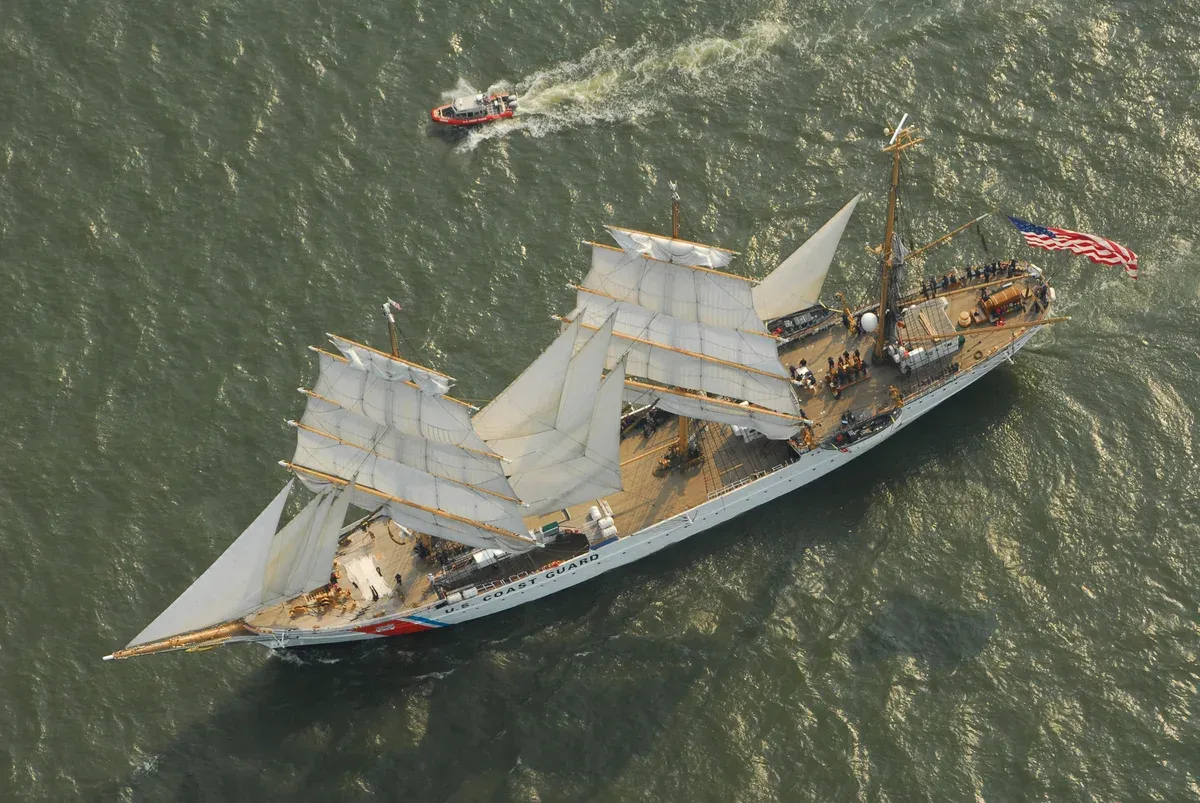 Tall ship under sail leaving Charleston Harbor, the kind of sail a Charleston schooner sail offers