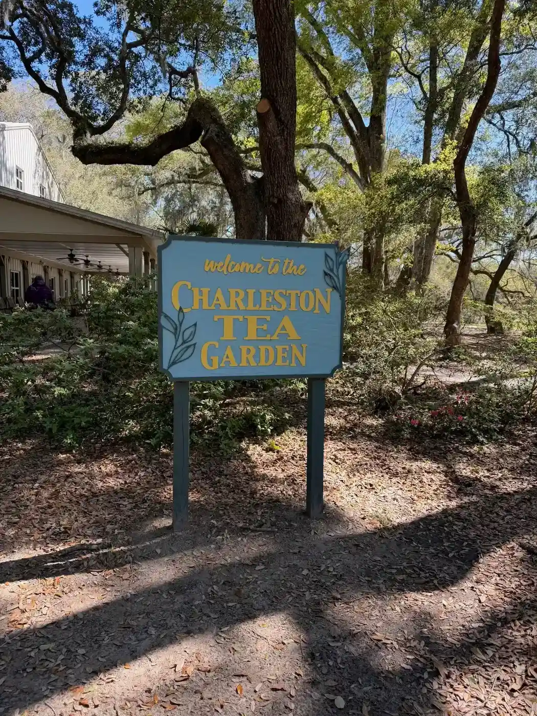 Welcome sign at the Charleston Tea Garden on Wadmalaw Island south of Charleston
