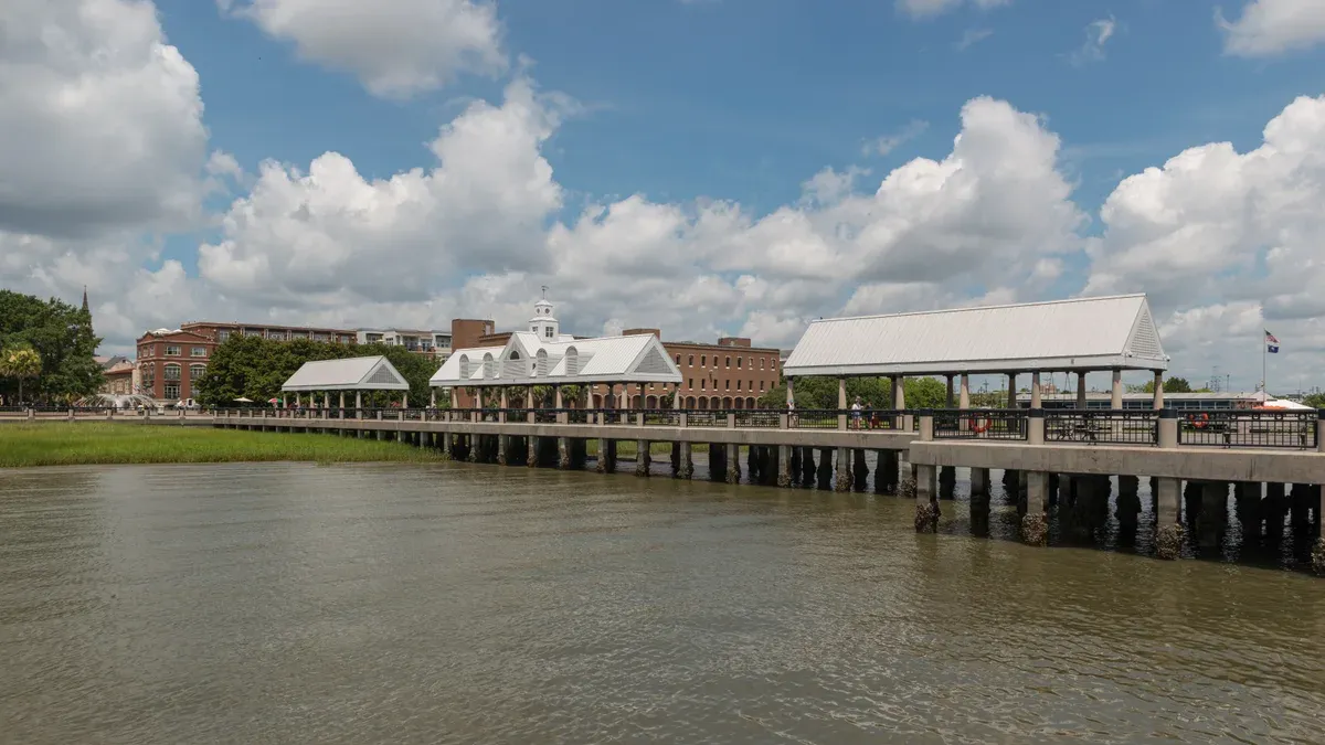 Vendue Wharf pier on the Charleston waterfront, near the Charleston water taxi route